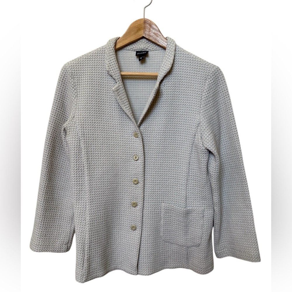 Eileen Fisher Summer Lightweight Blazer Jacket Unlined Gray Stone Office